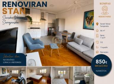 Trosoban stan, Beograd - Sarajevska | Izdavanje · 66m² · 850€