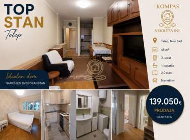 Dvosoban stan, Novi Sad | Prodaja · 45m² · 139.050€