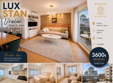 Trosoban stan, Beograd - Hram Sv. Save | Izdavanje · 102m² · 3.600€