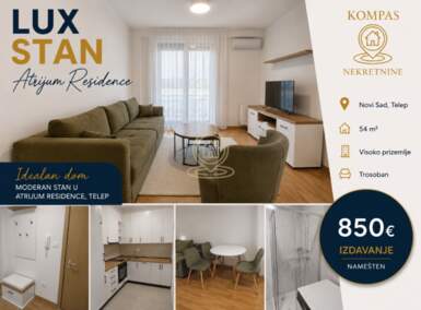 Trosoban stan, Novi Sad | Izdavanje · 54m² · 850€