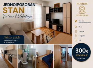 Jednoiposoban stan, Novi Sad | Izdavanje · 31m² · 300€