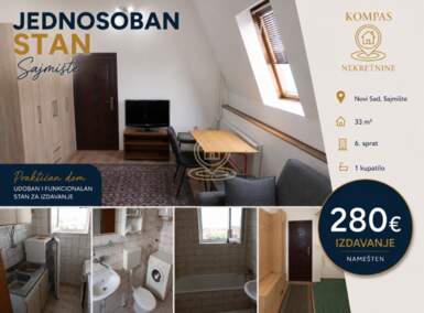 Jednosoban stan, Novi Sad | Izdavanje · 33m² · 280€