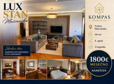 Cetvorosoban stan, Beograd - Hram Sv. Save | Izdavanje · 119m² · 1.800€