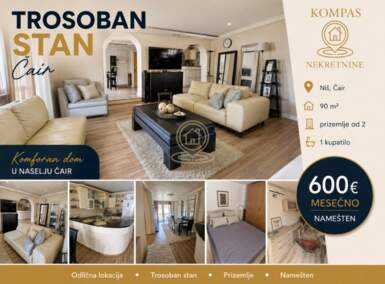 Trosoban stan, Niš - Čair | Izdavanje · 90m² · 600€