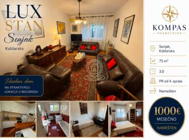 Trosoban stan, Beograd - Senjak | Izdavanje · 75m² · 1.000€