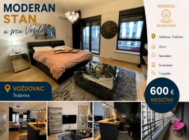 Jednosoban stan, Beograd - Trošarina | Izdavanje · 35m² · 600€