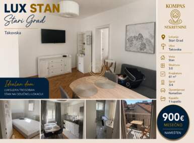Trosoban stan, Beograd - Takovska | Izdavanje · 61m² · 900€