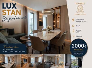 Trosoban stan, Beograd - Beograd na vodi | Izdavanje · 85m² · 2.000€