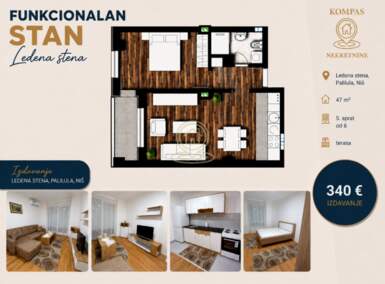 Jednoiposoban stan, Niš - Ledena stena | Izdavanje · 47m² · 340€