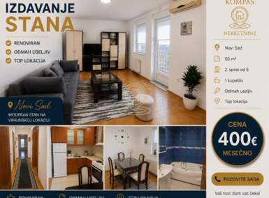 Dvosoban stan, Novi Sad | Izdavanje · 50m² · 400€