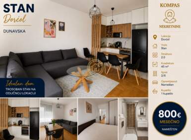Dvosoban stan, Beograd - Dorćol | Izdavanje · 45m² · 800€