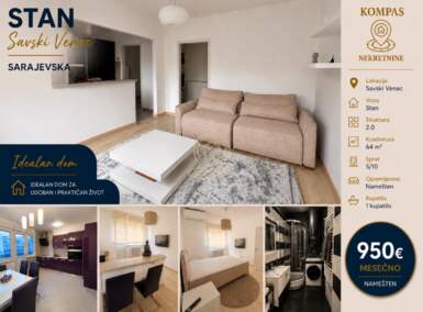Dvosoban stan, Beograd - Sarajevska | Izdavanje · 64m² · 950€
