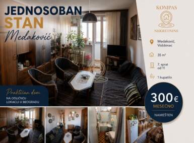 Jednosoban stan, Beograd - Medaković | Izdavanje · 35m² · 300€