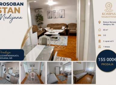 Trosoban stan, Niš - Bulevar Nemanjica | Prodaja · 65m² · 155.000€