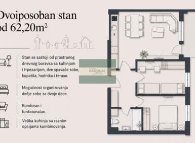 Dvoiposoban stan, Jagodina | Prodaja · 62m² · 121.768€