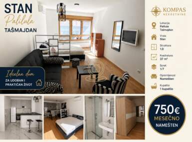 Jednosoban stan, Beograd - Tašmajdan | Izdavanje · 37m² · 750€