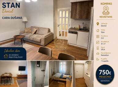 Dvosoban stan, Beograd - Dorćol | Izdavanje · 41m² · 750€