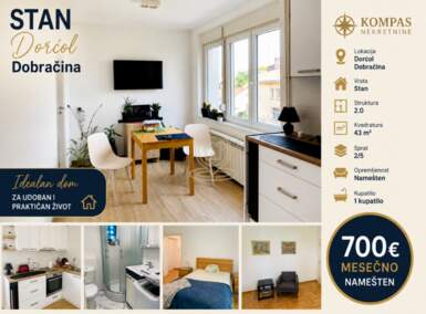 Dvosoban stan, Beograd - Dorćol | Izdavanje · 43m² · 700€