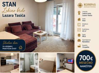 Dvosoban stan, Beograd - Lekino Brdo | Izdavanje · 42m² · 700€