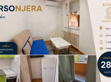 Garsonjera, Novi Sad | Izdavanje · 22m² · 280€
