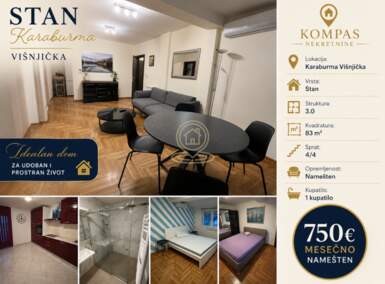 Trosoban stan, Beograd - Karaburma | Izdavanje · 83m² · 750€