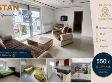 Dvoiposoban stan, Novi Sad - Blok 8 | Izdavanje · 55m² · 550€