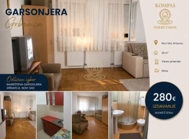Garsonjera, Novi Sad | Izdavanje · 25m² · 280€
