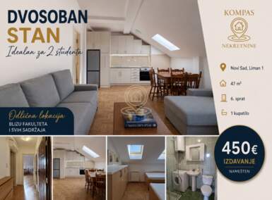 Dvosoban stan, Novi Sad | Izdavanje · 47m² · 450€