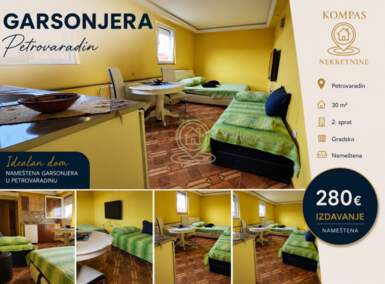 Garsonjera, Novi Sad | Izdavanje · 30m² · 280€