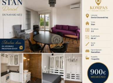 Dvosoban stan, Beograd - Dorćol | Izdavanje · 66m² · 900€