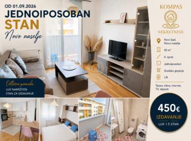 Jednoiposoban stan, Novi Sad | Izdavanje · 40m² · 450€