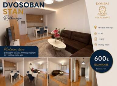 Dvosoban stan, Novi Sad | Izdavanje · 41m² · 600€