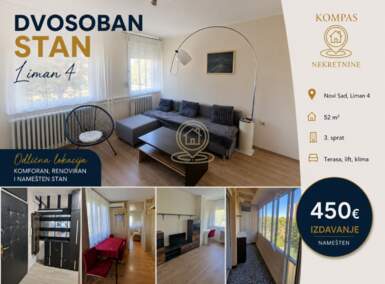 Dvosoban stan, Novi Sad | Izdavanje · 52m² · 450€