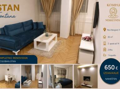 Dvosoban stan, Beograd - Fontana | Izdavanje · 45m² · 650€