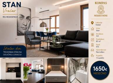 Trosoban stan, Beograd - Crveni Krst | Izdavanje · 81m² · 1.650€