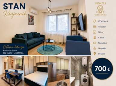 Trosoban stan, Beograd - Konjarnik | Izdavanje · 50m² · 700€