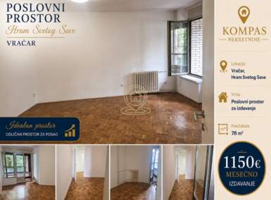 Poslovni prostor / Lokal, Beograd - Hram Sv. Save | Izdavanje · 78m² · 1.150€