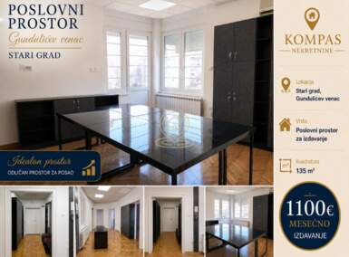 Poslovni prostor / Lokal, Beograd - Gundulićev venac | Izdavanje · 135m² · 1.100€