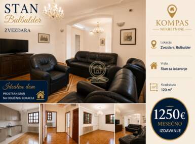 Cetvorosoban stan, Beograd - Bulbulder | Izdavanje · 120m² · 1.250€