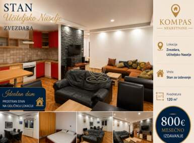 Trosoban stan, Beograd - Učiteljsko Naselje | Izdavanje · 120m² · 800€