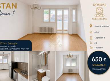 Dvoiposoban stan, Novi Sad | Izdavanje · 63m² · 650€