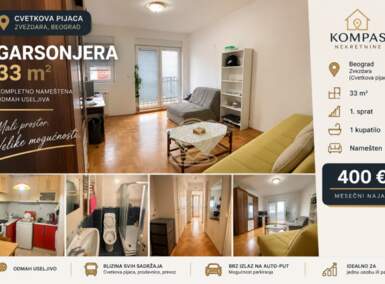 Jednosoban stan, Beograd - Cvetkova pijaca | Izdavanje · 33m² · 400€