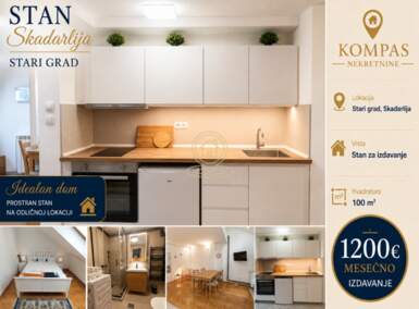 Trosoban stan, Beograd - Skadarlija | Izdavanje · 100m² · 1.200€