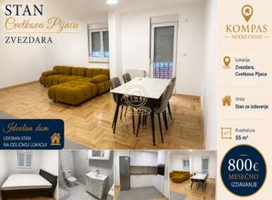 Dvosoban stan, Beograd - Cvetkova pijaca | Izdavanje · 55m² · 800€