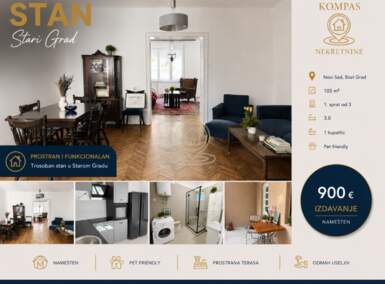 Trosoban stan, Novi Sad | Izdavanje · 105m² · 900€