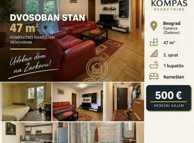 Dvosoban stan, Beograd - Žarkovo | Izdavanje · 47m² · 500€