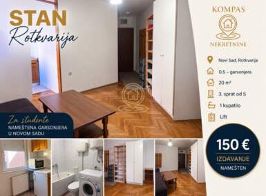 Garsonjera, Novi Sad | Izdavanje · 20m² · 150€
