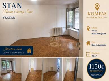 Trosoban stan, Beograd - Hram Sv. Save | Izdavanje · 78m² · 1.150€