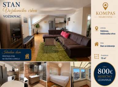 Trosoban stan, Beograd - Voždovačka crkva | Izdavanje · 75m² · 800€