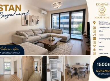 Jednoiposoban stan, Beograd - Beograd na vodi | Izdavanje · 57m² · 1.500€